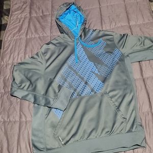 NIKE Therma Fit Hoodie Mens Large Grey and Blue